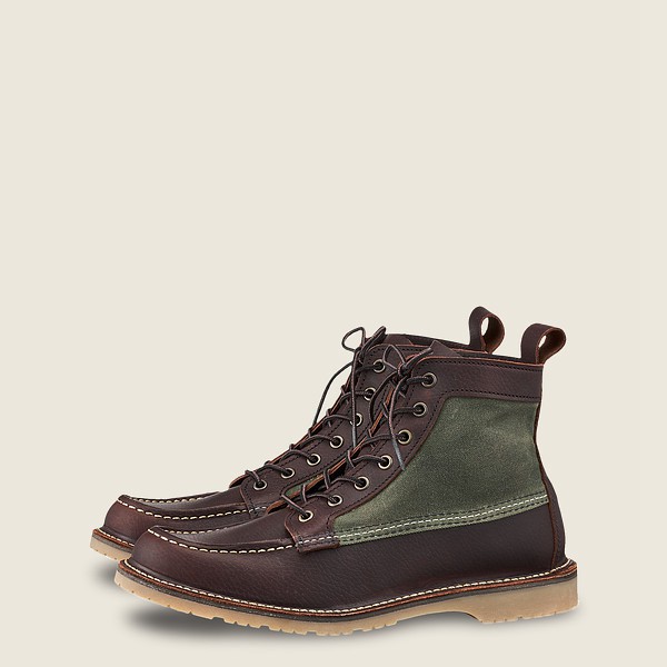 Red Wing Heritage Boots Weekender Canvas Moc - 6-inch Oil-slick Leather - Dark Brown - Mens MDG67958